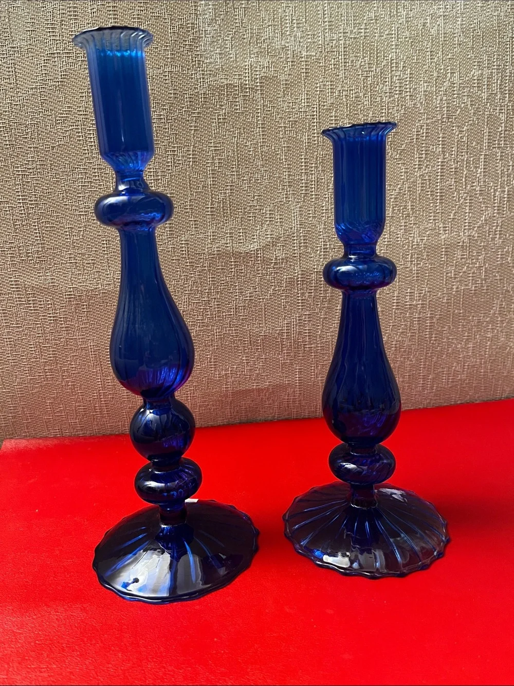 Modern Candle Holders modeTall Candle Holder, cobalt blue 10”H 8.25”H
